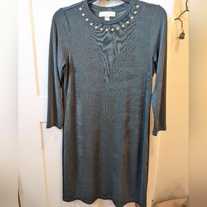 Michael Kors Green Dress with Gold Studs